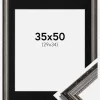 Ramme Abisko Sølv 35x50 cm - Passepartout Sort 30x35 cm