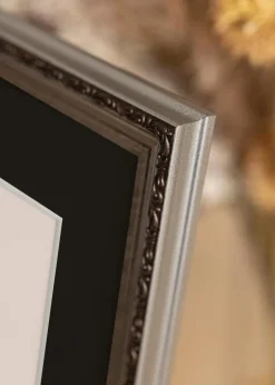 Ramme Abisko Sølv 30x40 cm - Passepartout Sort 20x30 cm