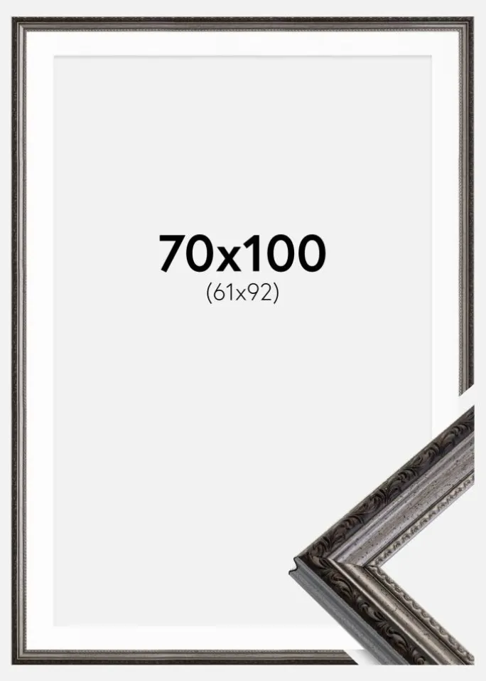 Ramme Abisko Sølv 70x100 cm - Passepartout Hvid 62x93 cm