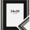 Ramme Abisko Sølv 24x30 cm - Passepartout Sort 18x24 cm