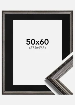 Ramme Abisko Sølv 50x60 cm - Passepartout Sort 15x20 inches