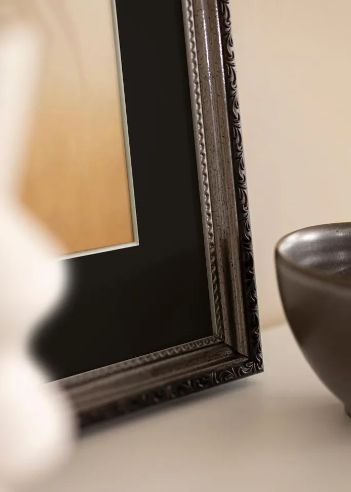 Ramme Abisko Sølv 50x60 cm - Passepartout Sort 15x20 inches