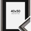 Ramme Abisko Sølv 40x50 cm - Passepartout Sort 29,7x42 cm (A3)