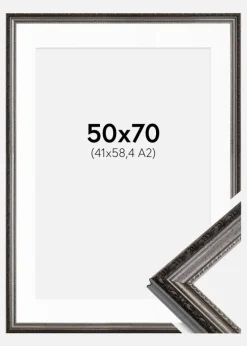 Ramme Abisko Sølv 50x70 cm - Passepartout Hvid 42x59,4 cm (A2)