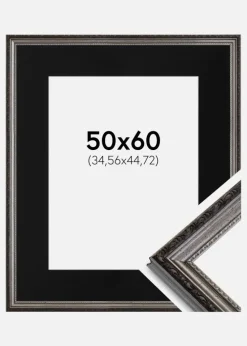 Ramme Abisko Sølv 50x60 cm - Passepartout Sort 14x18 inches