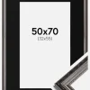 Ramme Abisko Sølv 50x70 cm - Passepartout Sort 33x56 cm