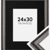 Ramme Abisko Sølv 24x30 cm - Passepartout Sort 6x8 inches