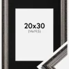 Ramme Abisko Sølv 20x30 cm - Passepartout Sort 15x21 cm (A5)