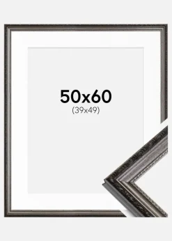 Ramme Abisko Sølv 50x60 cm - Passepartout Hvid 40x50 cm