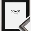 Ramme Abisko Sølv 50x60 cm - Passepartout Sort 40x50 cm