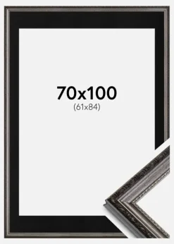 Ramme Abisko Sølv 70x100 cm - Passepartout Sort 62x85 cm