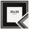 Ramme Abisko Sølv 30x30 cm - Passepartout Sort 20x20 cm