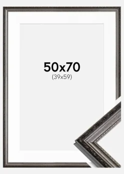 Ramme Abisko Sølv 50x70 cm - Passepartout Hvid 40x60 cm