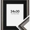 Ramme Abisko Sølv 24x30 cm - Passepartout Sort 7x9 inches