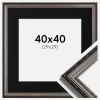 Ramme Abisko Sølv 40x40 cm - Passepartout Sort 30x30 cm