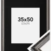 Ramme Abisko Sølv 35x50 cm - Passepartout Sort 24x30 cm