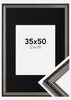 Ramme Abisko Sølv 35x50 cm - Passepartout Sort 24x30 cm