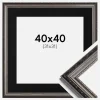 Ramme Abisko Sølv 40x40 cm - Passepartout Sort 32x32 cm