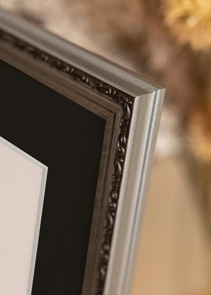 Ramme Abisko Sølv 40x40 cm - Passepartout Sort 32x32 cm