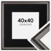 Ramme Abisko Sølv 40x40 cm - Passepartout Sort 10x10 inches