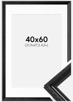 Ramme Abisko Sort 40x60 cm - Passepartout Hvid 32,9x48,3 cm (A3+)