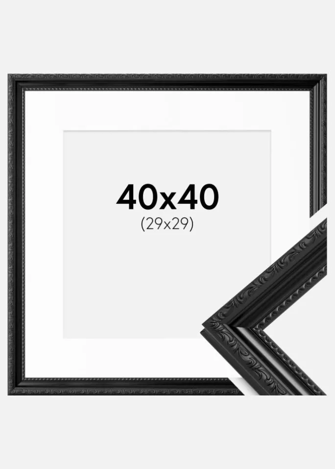 Ramme Abisko Sort 40x40 cm - Passepartout Hvid 30x30 cm