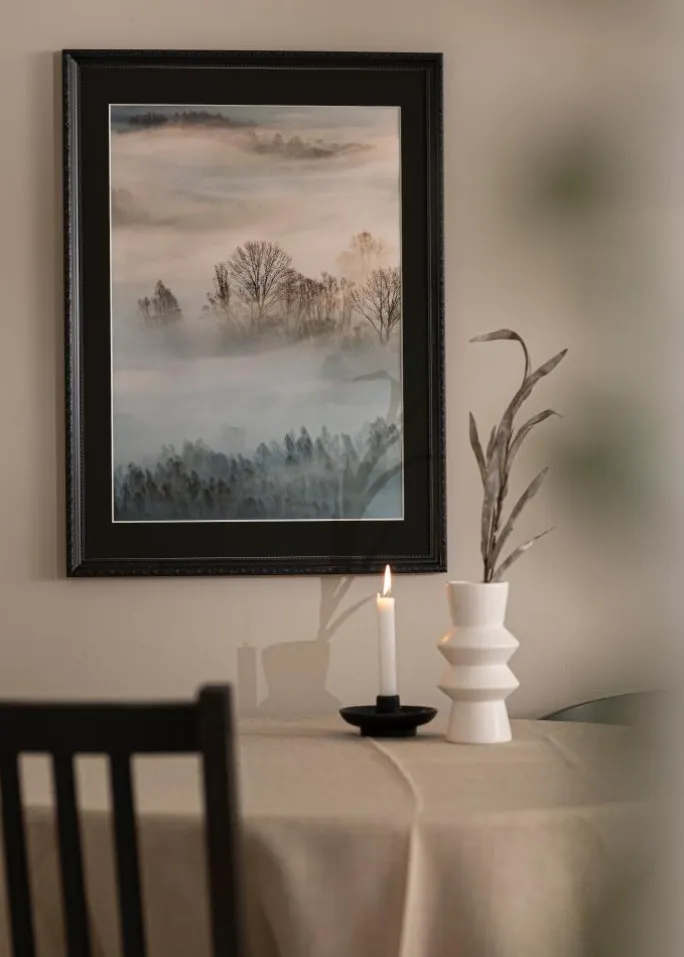 Ramme Abisko Sort 40x40 cm - Passepartout Sort 25x25 cm