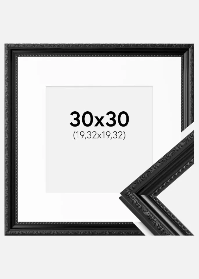 Ramme Abisko Sort 30x30 cm - Passepartout Hvid 8x8 inches