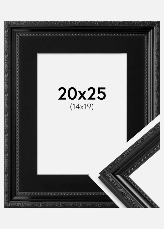 Ramme Abisko Sort 20x25 cm - Passepartout Sort 15x20 cm