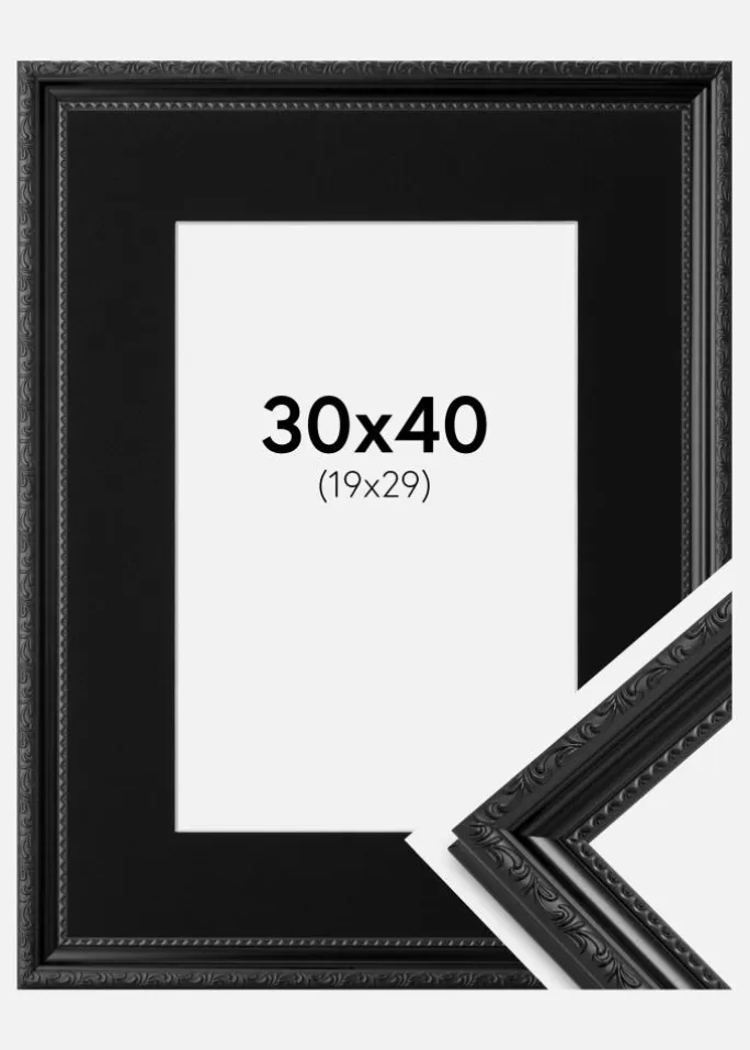 Ramme Abisko Sort 30x40 cm - Passepartout Sort 20x30 cm