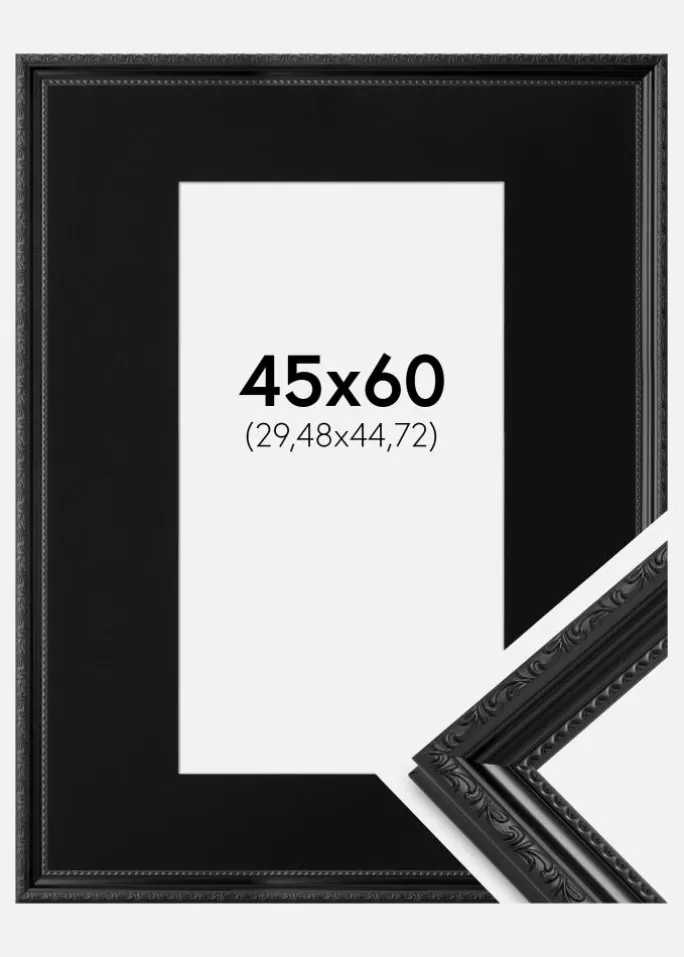 Ramme Abisko Sort 45x60 cm - Passepartout Sort 12x18 inches