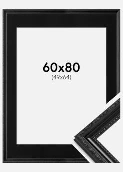 Ramme Abisko Sort 60x80 cm - Passepartout Sort 50x65 cm