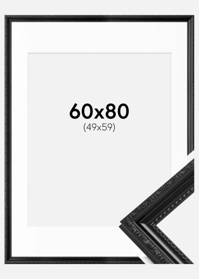 Ramme Abisko Sort 60x80 cm - Passepartout Hvid 50x60 cm