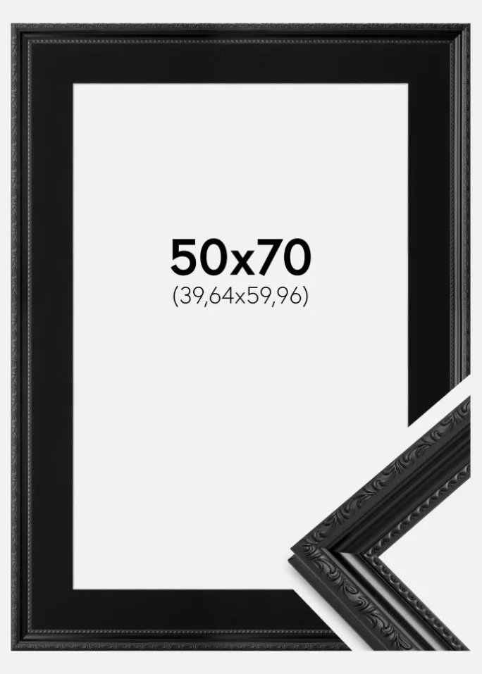 Ramme Abisko Sort 50x70 cm - Passepartout Sort 16x24 inches