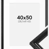 Ramme Abisko Sort 40x50 cm - Passepartout Hvid 29,7x42 cm (A3)