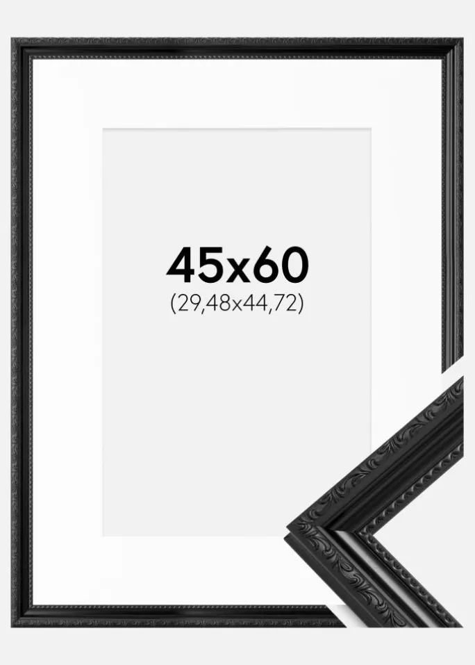 Ramme Abisko Sort 45x60 cm - Passepartout Hvid 12x18 inches