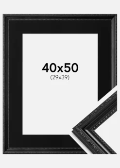 Ramme Abisko Sort 40x50 cm - Passepartout Sort 30x40 cm