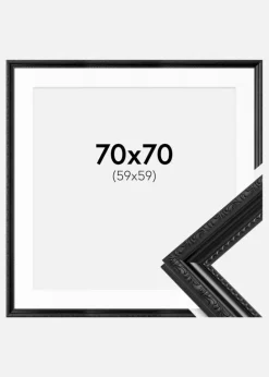 Ramme Abisko Sort 70x70 cm - Passepartout Hvid 60x60 cm