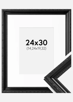 Ramme Abisko Sort 24x30 cm - Passepartout Hvid 6x8 inches