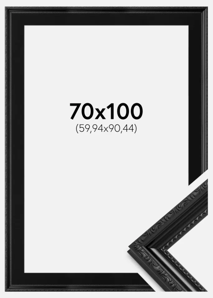 Ramme Abisko Sort 70x100 cm - Passepartout Sort 24x36 inches