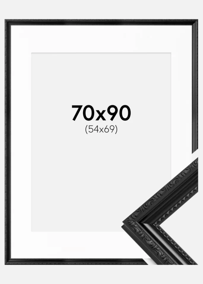 Ramme Abisko Sort 70x90 cm - Passepartout Hvid 55x70 cm