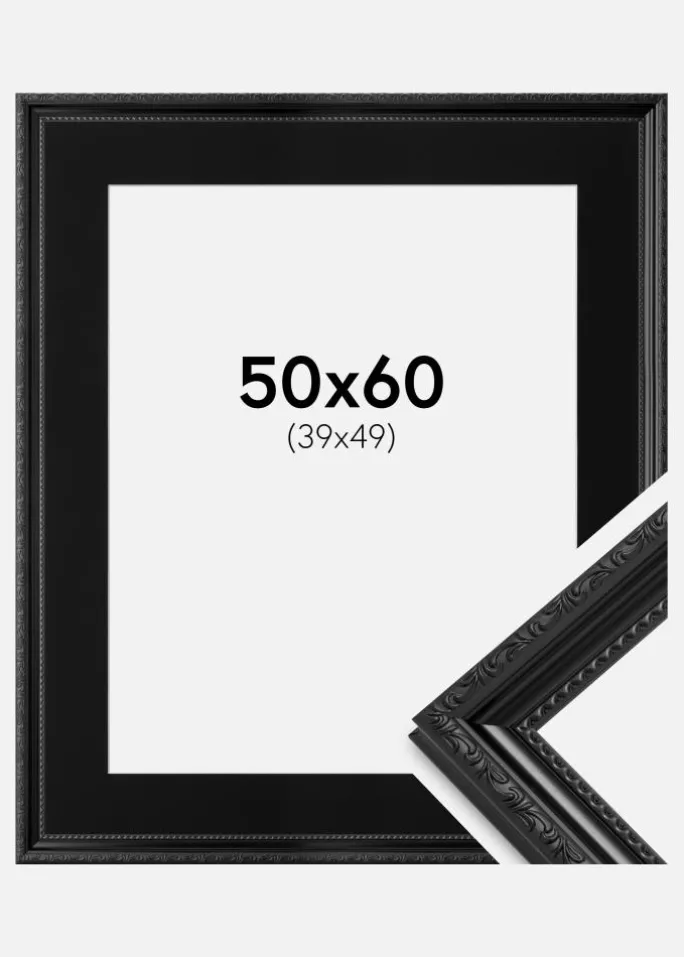 Ramme Abisko Sort 50x60 cm - Passepartout Sort 40x50 cm