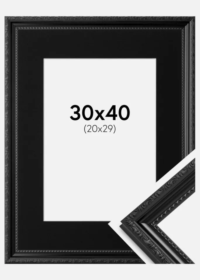 Ramme Abisko Sort 30x40 cm - Passepartout Sort 21x30 cm