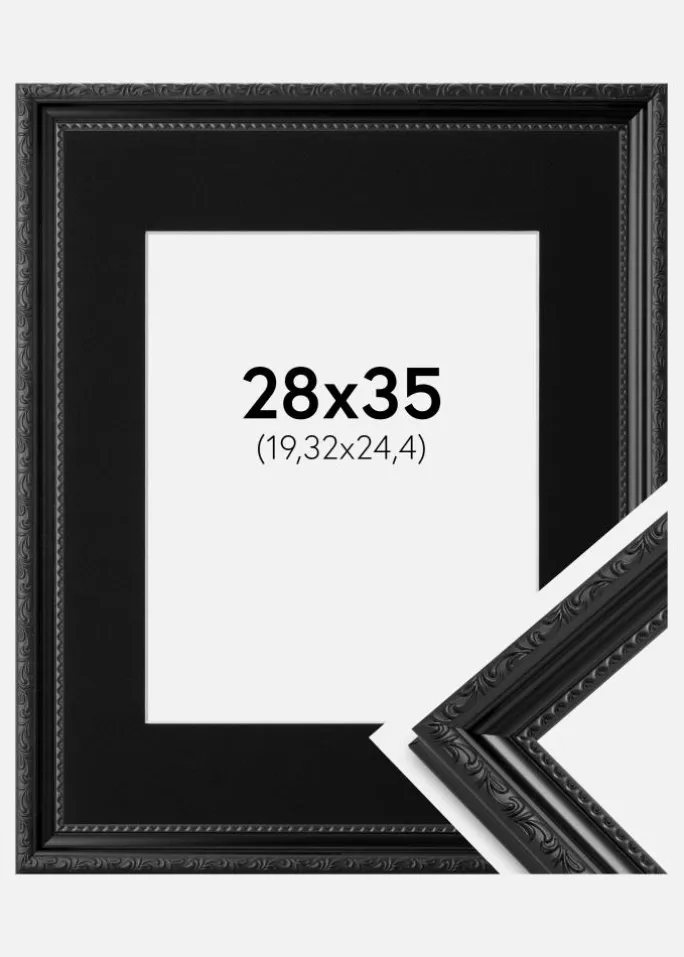 Ramme Abisko Sort 28x35 cm - Passepartout Sort 8x10 inches