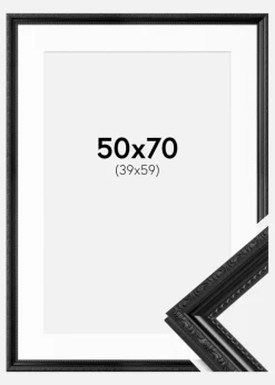 Ramme Abisko Sort 50x70 cm - Passepartout Hvid 40x60 cm