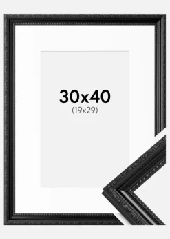 Ramme Abisko Sort 30x40 cm - Passepartout Hvid 20x30 cm