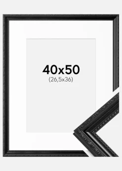 Ramme Abisko Sort 40x50 cm - Passepartout Hvid 27,5x37 cm