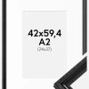 Ramme Abisko Sort 42x59,4 cm (A2) - Passepartout Hvid 25x38 cm