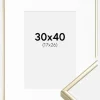 Ramme Aluminium Blank Guld 30x40 cm - Passepartout Hvid 18x27 cm
