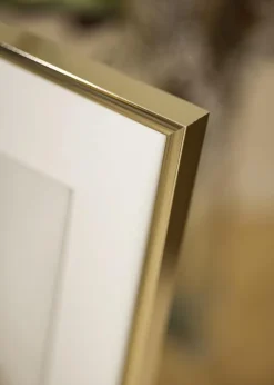 Ramme Aluminium Blank Guld 50x50 cm - Passepartout Hvid 40x40 cm